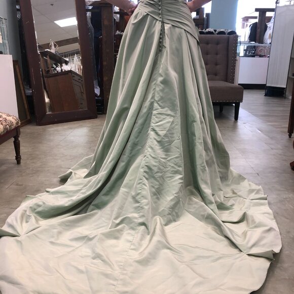 Sage Green Wedding Dress, Mother, Prom, Aline Size 4, Flattering Fit! Ruching - Picture 9 of 10